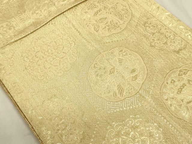 平和屋着物◎佐賀錦　両面　六通柄袋帯　煌寿の華　金糸　正絹　逸品　DABL0592ya