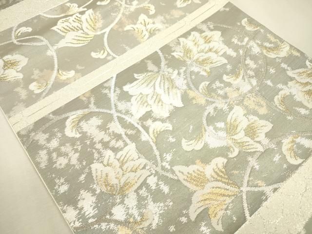 平和屋着物◎六通柄袋帯　横段更紗花唐草文　金銀糸　正絹　逸品　DABL0629ya