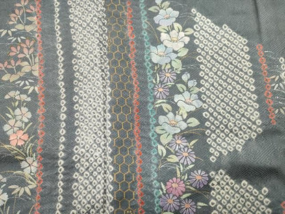 平和屋着物■訪問着　絞り　刺繍　草花文　金彩　正絹　逸品　未使用　DABL0640ya