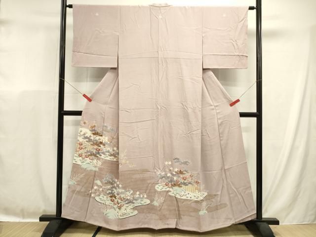 平和屋着物●創業460年・千總　色留袖　駒刺繍　草花文　金彩　正絹　逸品　DABL0644ya