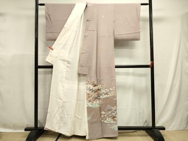 平和屋着物●創業460年・千總　色留袖　駒刺繍　草花文　金彩　正絹　逸品　DABL0644ya