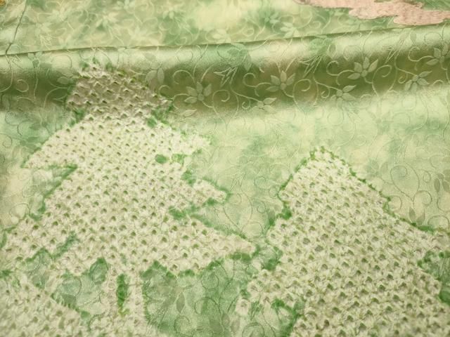 平和屋着物■訪問着　駒刺繍　絞り　霞樹木文　暈し染め　金銀彩　正絹　逸品　DABL0649ya