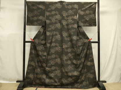 平和屋着物■本場大島紬　地空き　源氏車花文　正絹　逸品　未使用　DABL0650ya