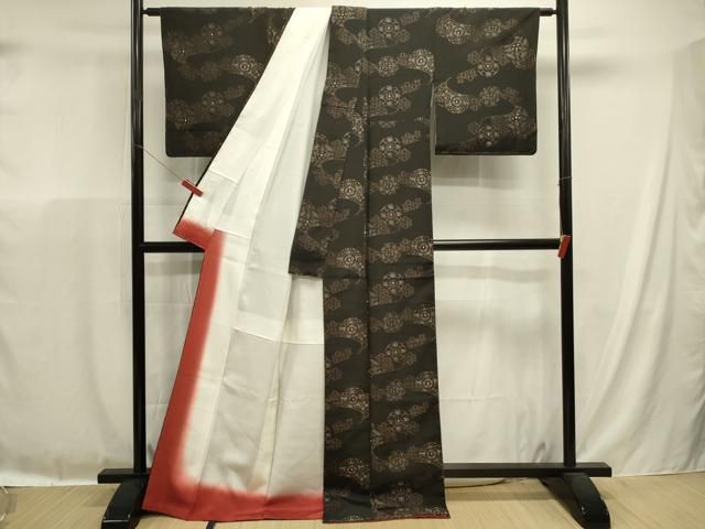 平和屋着物■本場大島紬　地空き　源氏車花文　正絹　逸品　未使用　DABL0650ya