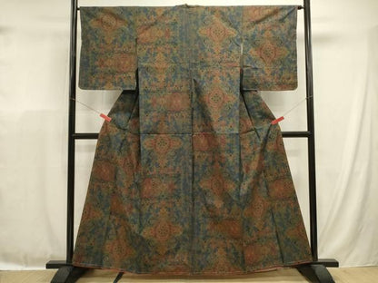 平和屋着物■本場大島紬　7マルキ　更紗花文　正絹　逸品　未使用　DABL0653ya