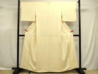 平和屋着物■上質な色無地　変わり縞地紋　蜂蜜色　正絹　逸品　DABL0655ya