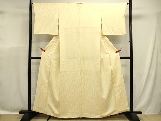 平和屋着物■上質な色無地　変わり縞地紋　蜂蜜色　正絹　逸品　DABL0655ya