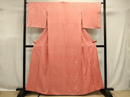 平和屋着物■上質な色無地　竹地紋　纁色　正絹　逸品　DABL0656ya