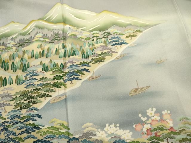 平和屋着物■豪華色留袖　風景花松文　枝梅　暈し染め　正絹　逸品　DABL0657ya