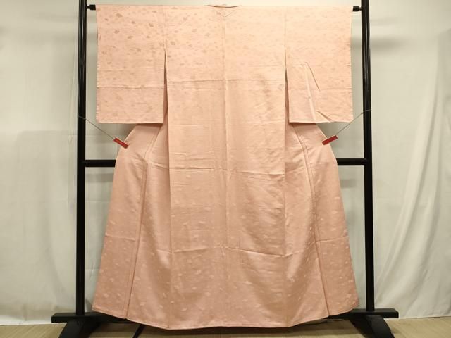 平和屋着物■上質な色無地　舞花地紋　洒落柿色　正絹　逸品　DABL0658ya