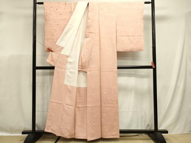 平和屋着物■上質な色無地　舞花地紋　洒落柿色　正絹　逸品　DABL0658ya