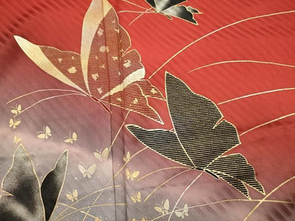 平和屋着物■豪華振袖　舞蝶文　暈し染め　金彩　正絹　逸品　DABL0666ya