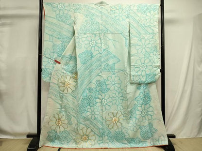 平和屋着物■豪華振袖　駒刺繍　絞り　草花文　正絹　逸品　DABL0667ya