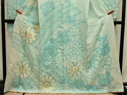 平和屋着物■豪華振袖　駒刺繍　絞り　草花文　正絹　逸品　DABL0667ya