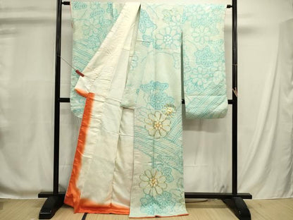 平和屋着物■豪華振袖　駒刺繍　絞り　草花文　正絹　逸品　DABL0667ya