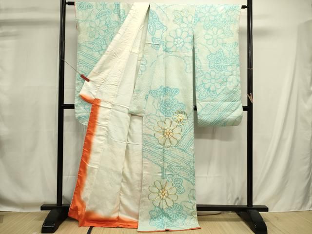 平和屋着物■豪華振袖　駒刺繍　絞り　草花文　正絹　逸品　DABL0667ya