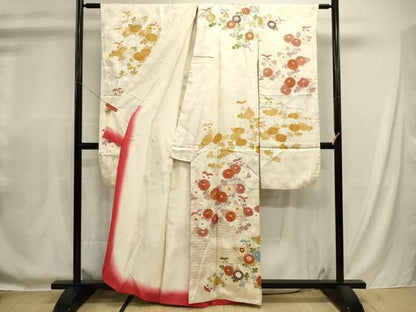 平和屋着物■豪華振袖　駒刺繍　草花文　金銀彩　正絹　逸品　DABL0669ya