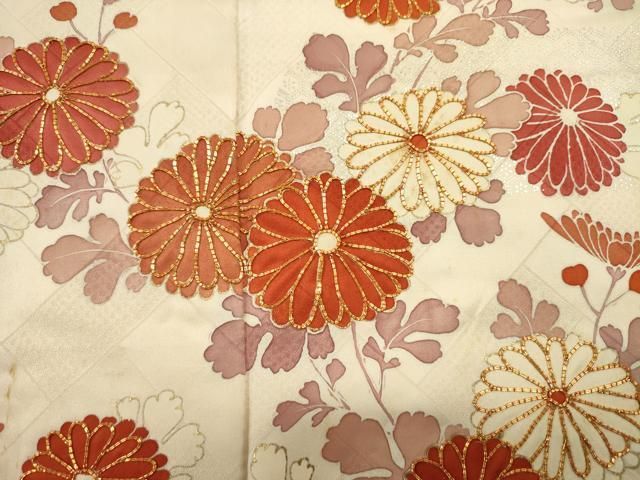 平和屋着物■豪華振袖　駒刺繍　草花文　金銀彩　正絹　逸品　DABL0669ya
