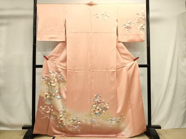 平和屋着物■訪問着　駒刺繍　風景花松文　暈し染め　正絹　逸品　DABL0672ya