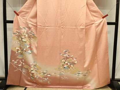 平和屋着物■訪問着　駒刺繍　風景花松文　暈し染め　正絹　逸品　DABL0672ya