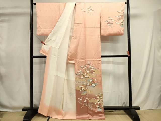 平和屋着物■訪問着　駒刺繍　風景花松文　暈し染め　正絹　逸品　DABL0672ya
