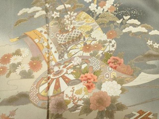 平和屋着物■訪問着　源氏車花文　暈し染め　金彩　正絹　逸品　DABL0695ya