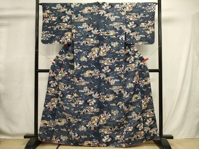 平和屋着物■上質な小紋　立波地紙花文　正絹　逸品　未使用　DABL0696ya