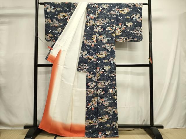 平和屋着物■上質な小紋　立波地紙花文　正絹　逸品　未使用　DABL0696ya