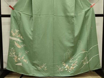 平和屋着物■訪問着　作家物　風景花文　正絹　逸品　DABL0697ya