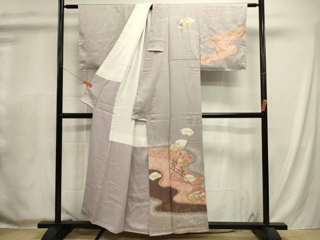 平和屋着物■訪問着　絞り　刺繍　地紙花文　金彩　正絹　逸品　未使用　DABL0699ya