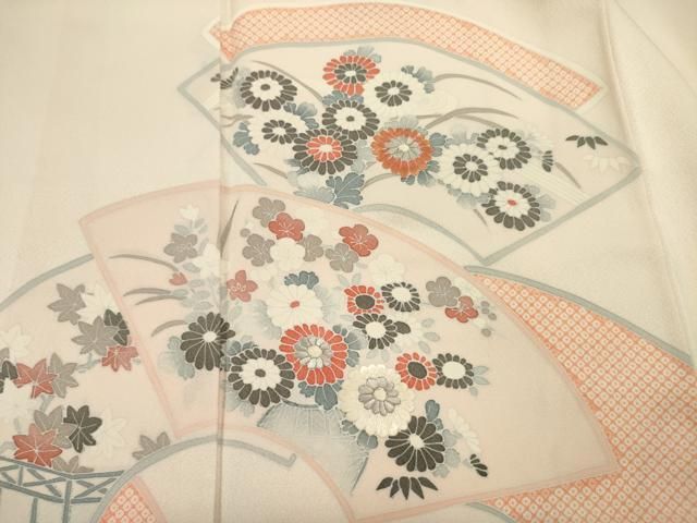 平和屋着物■訪問着　刺繍　地紙花文　鹿の子　正絹　逸品　未使用　DABL0703ya