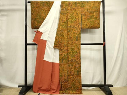 平和屋着物■上質な小紋　更紗花文　正絹　逸品　DABL0707ya