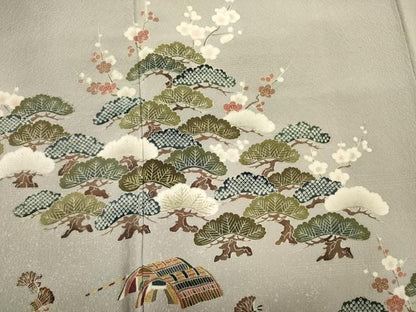 平和屋着物■訪問着　花松文　金彩　正絹　逸品　未使用　DABL0715ya