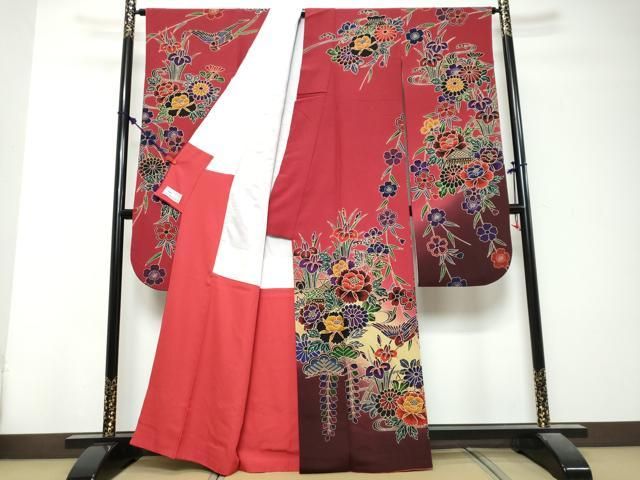 平和屋着物●豪華振袖　紅型　流水花鳥文　暈し染め　やまと誂製　正絹　逸品　DABL1001ud