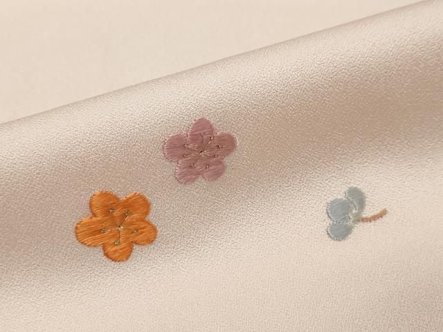 平和屋着物●訪問着　駒刺繍　扇面草花文　暈し染め　金彩　正絹　逸品　DABL1004ud