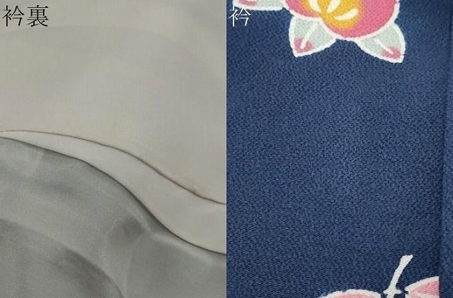 平和屋着物●上質な小紋　型染め　草花文　鬼しぼ縮緬　正絹　逸品　DABL1005ud