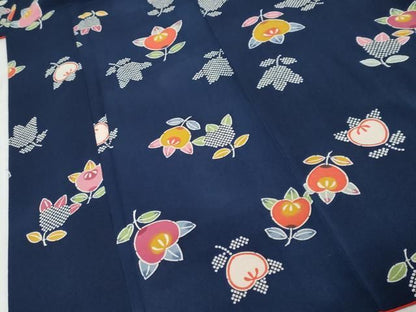 平和屋着物●上質な小紋　型染め　草花文　鬼しぼ縮緬　正絹　逸品　DABL1005ud