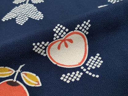 平和屋着物●上質な小紋　型染め　草花文　鬼しぼ縮緬　正絹　逸品　DABL1005ud
