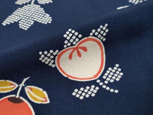 平和屋着物●上質な小紋　型染め　草花文　鬼しぼ縮緬　正絹　逸品　DABL1005ud