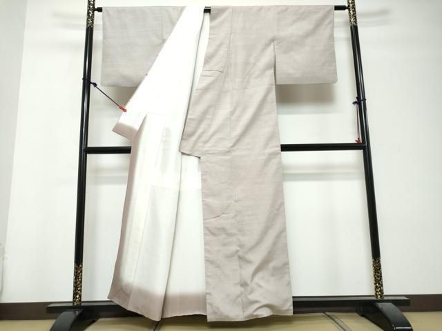 平和屋着物●池田重子コレクション　本場結城紬　重要無形文化財　桜鼠色　奥順織物謹製　証紙付き　正絹　逸品　DABL1006ud