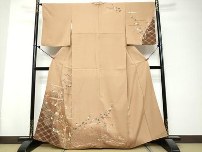 平和屋着物●訪問着　枝花文　暈し染め　金彩　正絹　逸品　DABL1011ud