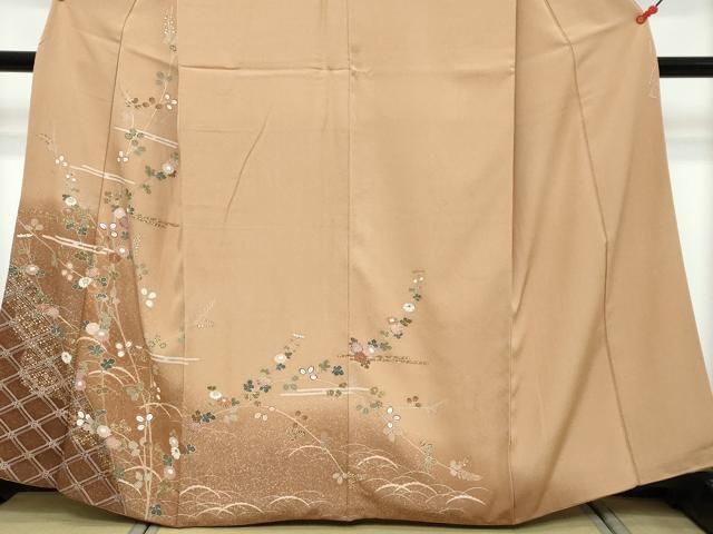 平和屋着物●訪問着　枝花文　暈し染め　金彩　正絹　逸品　DABL1011ud