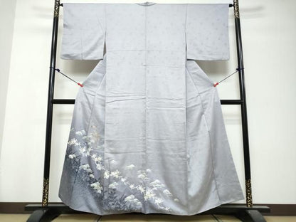 平和屋着物●中国三大刺繍　汕頭刺繍　スワトウ刺繍　訪問着　短冊草花文　暈し染め　金糸　正絹　逸品　DABL1012ud