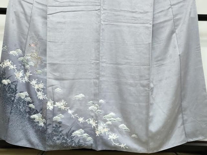 平和屋着物●中国三大刺繍　汕頭刺繍　スワトウ刺繍　訪問着　短冊草花文　暈し染め　金糸　正絹　逸品　DABL1012ud
