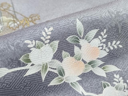 平和屋着物●中国三大刺繍　汕頭刺繍　スワトウ刺繍　訪問着　短冊草花文　暈し染め　金糸　正絹　逸品　DABL1012ud