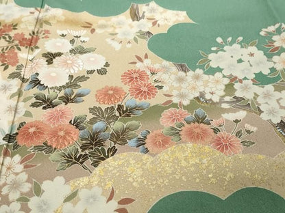 平和屋着物●訪問着　作家物　刺繍　花鳥文　金銀彩　正絹　逸品　DABL1018ud