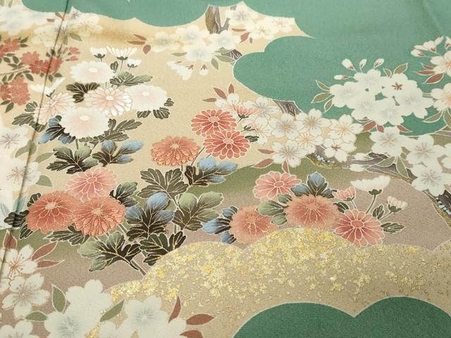平和屋着物●訪問着　作家物　刺繍　花鳥文　金銀彩　正絹　逸品　DABL1018ud