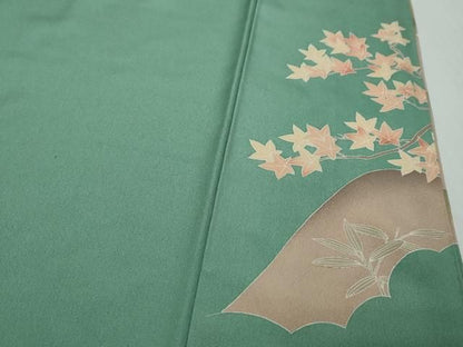 平和屋着物●訪問着　作家物　刺繍　花鳥文　金銀彩　正絹　逸品　DABL1018ud