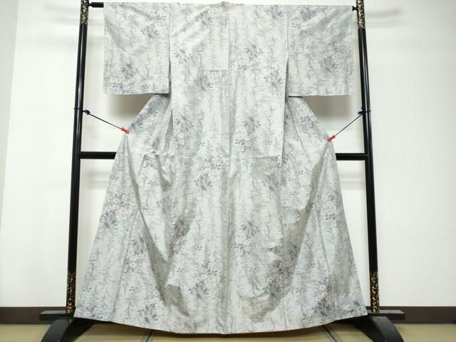 平和屋着物●本場大島紬　白大島　7マルキ　総絣　草花文　正絹　逸品　未使用　DABL1019ud