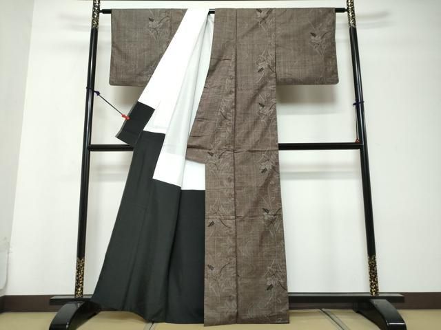平和屋着物●本場大島紬　7マルキ　流水草花文　正絹　逸品　DABL1022ud